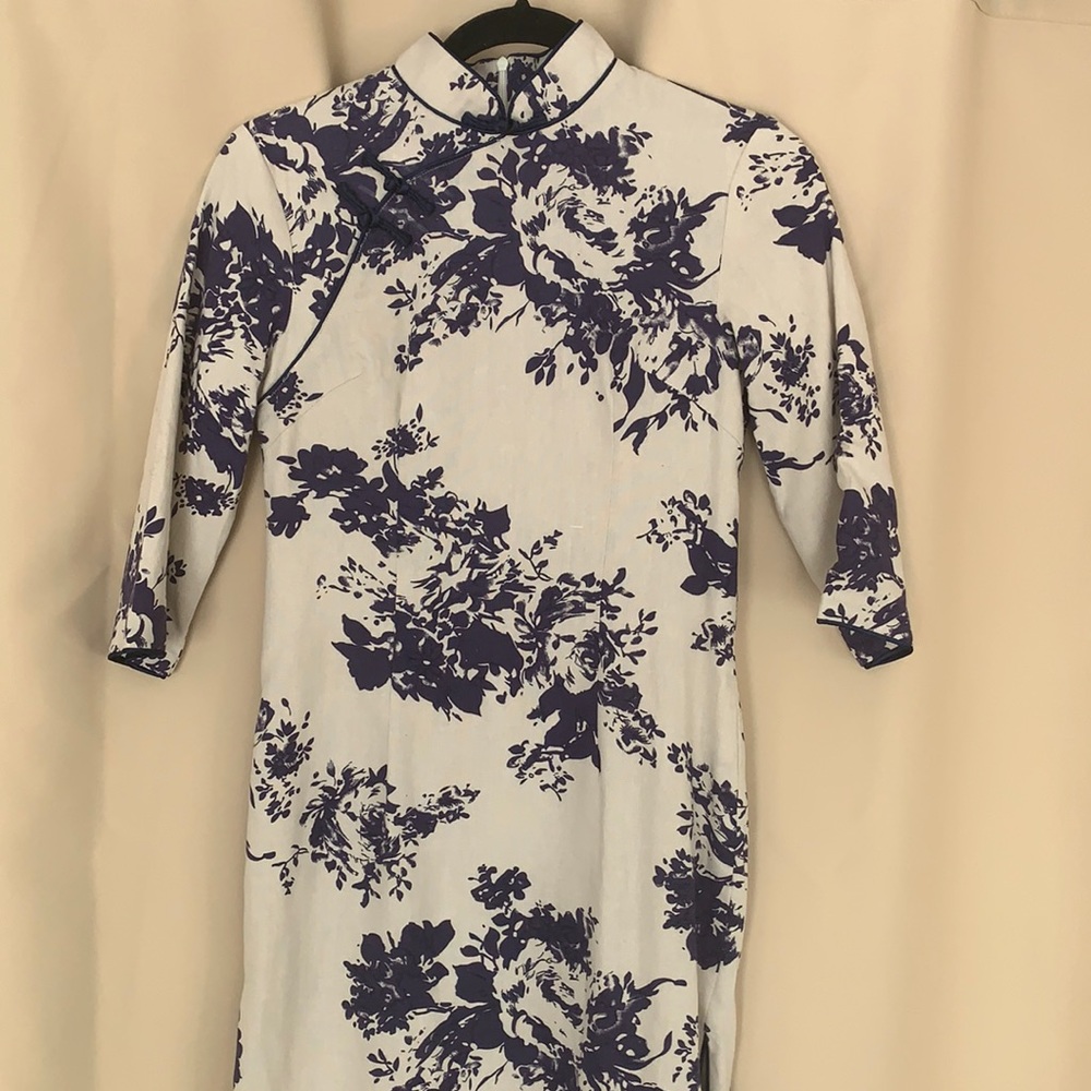 Unique Linen Chinese-style Mid-Length Dress